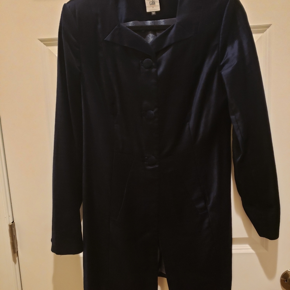NWOT Cabi #3489 Entrance Coat Midnight Blue Velvet sz S - Picture 1 of 4